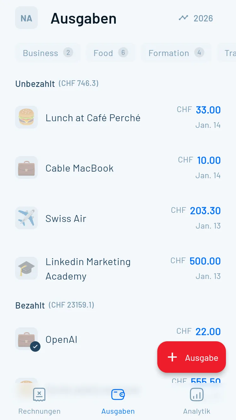 Magic Heidi KI-Belegscan auf iPhone für Schweizer Freelancer
