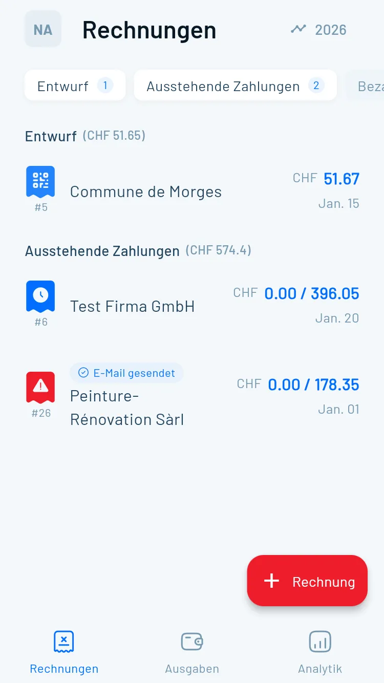 Magic Heidi Android App Rechnungserstellung